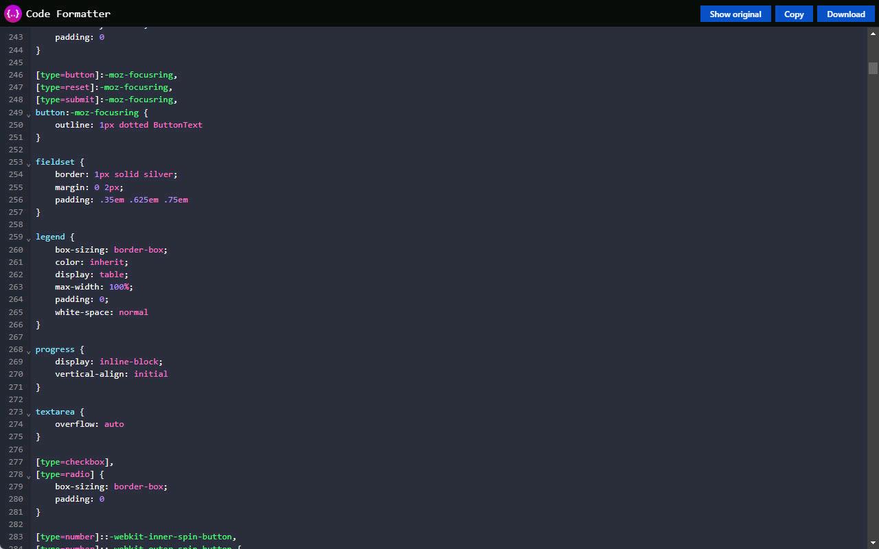 代码格式化器 JSON CSS JavaScript_1.7.0_image_0